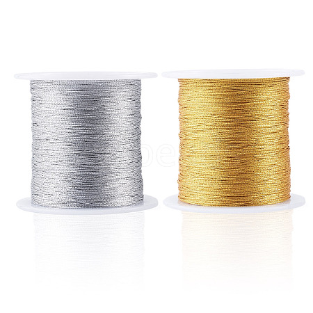 2 Rolls 2 Colors 3-Ply Round PET Metallic Thread MCOR-TA0001-03A-1