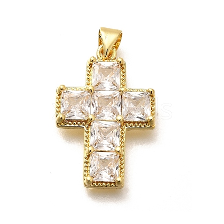 Rack Plating Brass Micro Pave Cubic Zirconia Pendants KK-L226-005G-04-1