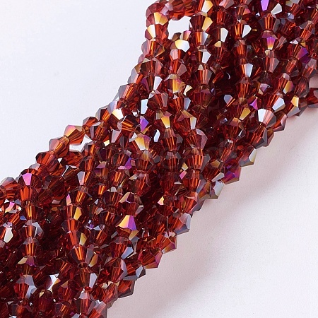 1 Strand Faceted Bicone Half Plated Electroplate Glass Beads Strands X-EGLA-J026-3mm-H12-1