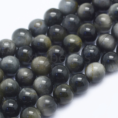 Natural Hawk's Eye Beads Strands G-L478-02-4mm-1