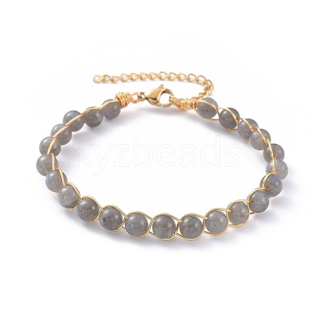 Natural Labradorite Bracelets BJEW-JB04663-02-1