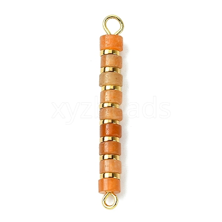 Natural Red Aventurine & Electroplated Synthetic Non-magnetic Hematite Heishi Connector Charms PALLOY-JF03291-01-1