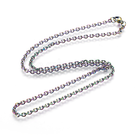 Ion Plating(IP) 304 Stainless Steel Cable Chain Necklaces NJEW-P251-01B-1