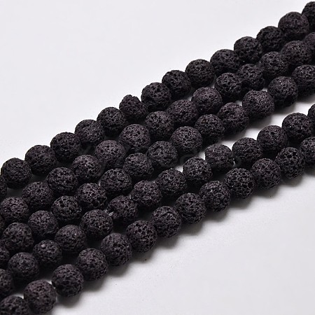 Natural Lava Rock Round Bead Strands G-I124-10mm-10-1