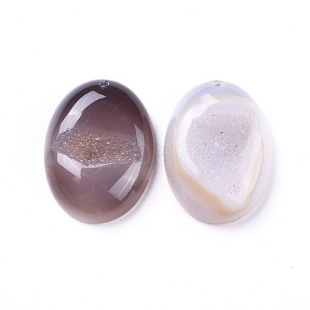 Natural Druzy Agate Pendants G-F652-04-1