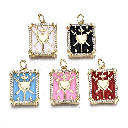 Brass Micro Pave Clear Cubic Zirconia Pendants ZIRC-S067-012-NR-1