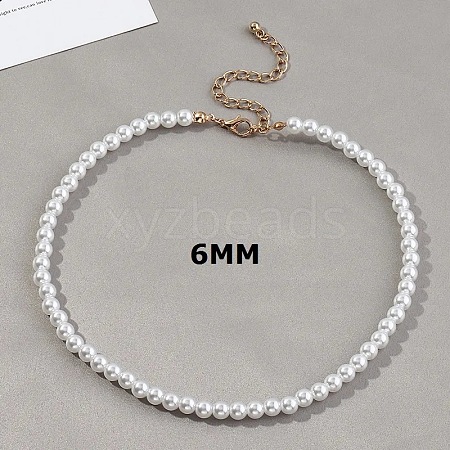 Plastic Imitation Pearl Round Beaded Necklaces for Women WGF0340-10-1