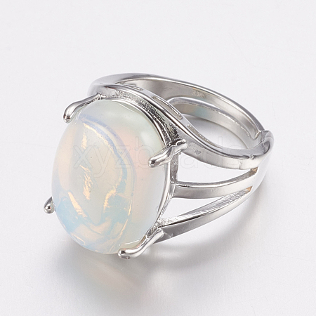 Opalite Wide Band Finger Rings X-RJEW-K224-A09-1