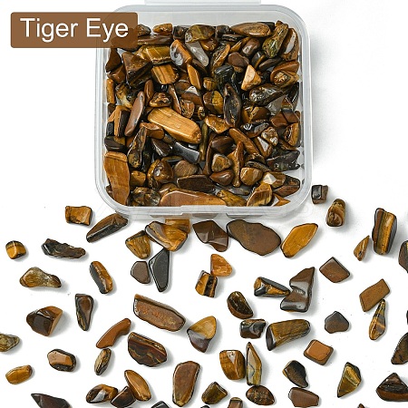 50G Natural Tiger Eye Chip Beads G-YW0001-80-1