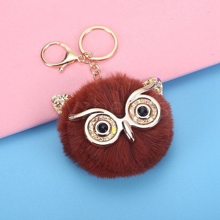 Owl Furry Pom-Pom Keychain for Women PW-WG49E57-06-1