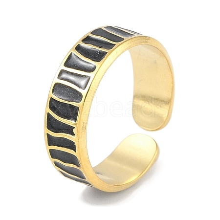 Ion Plating(IP) 304 Stainless Steel Enamel Cuff Finger Rings RJEW-L107-085G-02-1