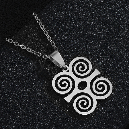 201 Stainless Steel African Dwennimmen Adinkra Symbol Pendant 304 Stainless Steel Cable Chain Necklaces for Women FS-WGEEA52-02-1