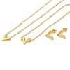 Letter V 304 Stainless Steel Pendant Necklaces & Bracelets & Stud Earrings Sets for Women SJEW-C004-04G-2