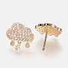 Brass Cubic Zirconia Dangle Stud Earrings X-KK-S336-35G-1