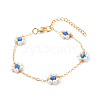 Shell Pearl & Acrylic Beads Flower Link Bracelets X1-BJEW-TA00003-03-6