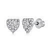 Rhodium Plated 925 Sterling Silver Micro Pave Cubic Zirconia Heart Stud Earrings for Woman EJEW-P231-75B-1