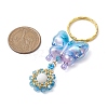 Butterfly Acrylic & Flower Glass Seed Beaded Keychain KEYC-MZ00007-01-3