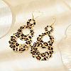 Teardrop Leopard Print Alloy Dangle Earrings for Women EJEW-K304-02G-2