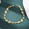 Brass Link Chain Bracelets for Women BJEW-D387-03G-02-2