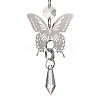 Butterfly 201 Stainless Steel 3D Wind Spinner with Glass Pendant HJEW-E011-01P-03-3