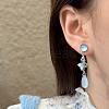 Alloy & Glass Teardrop Stud Earrings WGA7598-01-3