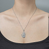 201 Stainless Steel Hollow Hamsa Hand with Eye Pendant Necklace NJEW-OY001-78-2