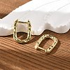 Textured Rectangle Brass Hoop Earrings EJEW-B007-02G-2