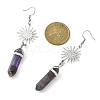 Natural Mixed Gemstone Bullet Dangle Earrings EJEW-JE05321-3