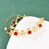 Bear Brass Micro Pave Cubic Zirconia Link Chain Bracelets for Women BJEW-K248-05G-06-1