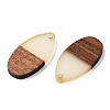 Walnut Wood & Luminous Glow in the Dark Resin Pendants RESI-N039-77-3