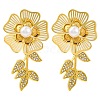 304 Stainless Steel Micro Pave Clear Cubic Zirconia Flower Stud Earrings for Women EJEW-U023-02G-2