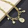 Brass Micro Pave Clear Cubic Zirconia Charm Bracelets BJEW-C083-02G-3