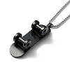 304 Stainless Steel Skateboard with Word Skate Spirit Pendant Necklace NJEW-M188-01EB-3