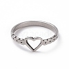 201 Stainless Steel Hollow Heart Finger Ring for Valentine's Day RJEW-J051-26P-2