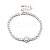 Clear Cubic Zirconia Flat Round Link Bracelet with Tennis Chains BJEW-C030-01P-1