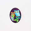 Cartoon Owl Printed Glass Oval Cabochons X-GGLA-N003-13x18-B43-1