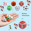 12Pcs 6 Style Basketball/Soccer/Tennis/Baseball/Rugby/Volleyball Silicone Beads JX308A-01-2