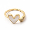 Natural Shell Heart Open Cuff Ring with Cubic Zirconia KK-A180-46G-1