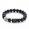 10MM Natural Black Onyx(Dyed & Heated) and Howlite Beaded Stretch Bracelets RH2290-4-1