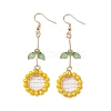 Sunflower Glass Beaded Dangle Earrings EJEW-TA00519-1