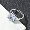 Brass & Clear Cubic Zirconia Finger Rings CU-CBA7E55-13P-3