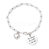 304 Stainless Steel Paperclip Chains Charm Bracelets for Women BJEW-JB11950-01-2