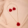 Rose Iron & Plastic Pendant Necklaces & Dangle Earrings Sets for Women FS-WGD8499-01-1