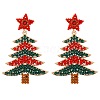 Christmas Trees with Star Alloy Dangle Stud Earrings for Women EJEW-Z078-03A-2