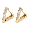 Rack Plating Triangle Brass Micro Pave Cubic Zirconia Hoop Earrings EJEW-Z059-14G-2