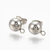 Non-Tarnish 201 Stainless Steel Stud Earring Findings X-STAS-Q225-16A-8mm-1