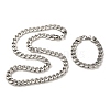 Unisex 304 Stainless Steel Curb Chain Bracelet & Necklace Jewelry Sets SJEW-L198-003P-1