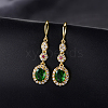 Brass Micro Pave Cubic Zirconia Oval Dangle Earrings for Women RE8265-1-1