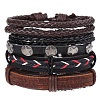 4Pcs Retro Cattlehide Leather Cord Multi-strand Bracelets for Men WGE7990-14-1