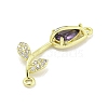 Rack Plating Brass Micro Pave Clear Cubic Zirconia Flower Connertor Charms KK-Z043-03D-2